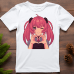 Anime Love Girl Themed T-Shirt created based on Japanese Film and Television. Hand drawn created designs based on Anime Characters.