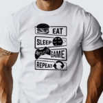 Eat Sleep Repeat T-Shirt - Are you a Big Fan of Gaming? Show off your favourite gaming quote by wearing one of our gaming themed T-Shirts.
